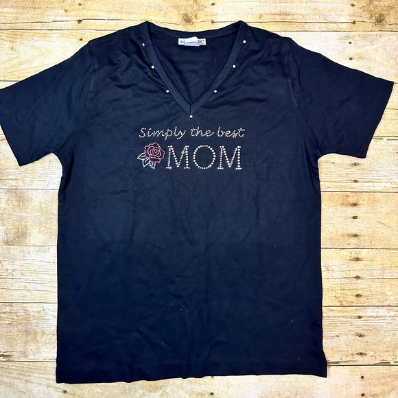 NWOT Isaac’s Designs Casual “Simply The Best Mom”Bling Embellished Top i… - Picture 1 of 3